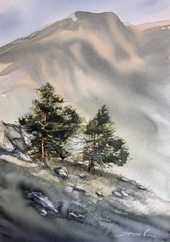 Acuarela Rutas de montaña di Yaroslav Belonogov, Opera su carta in vendita su Singulart