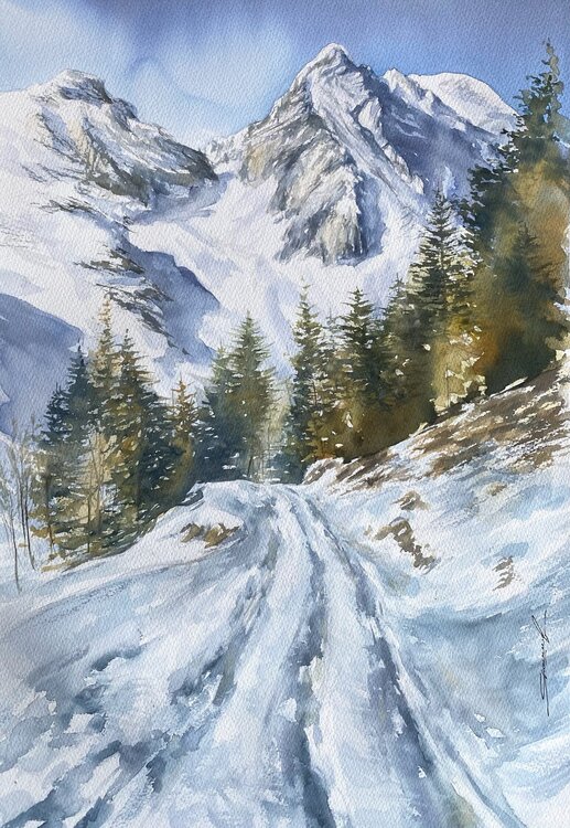 Camino invernal a las montañas Yaroslav Belonogov