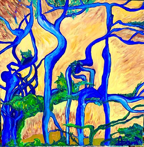 Alberi in blu de Daniela Antonello Antonello, Pintura a la venta en Singulart