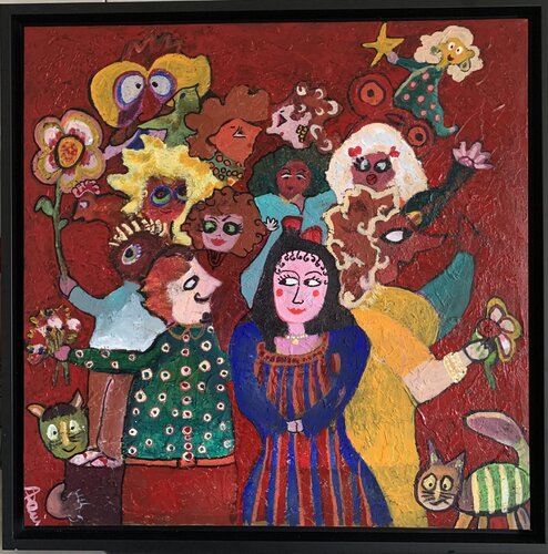 La Movida con gatti de Daniela Antonello Antonello, Pintura a la venta en Singulart