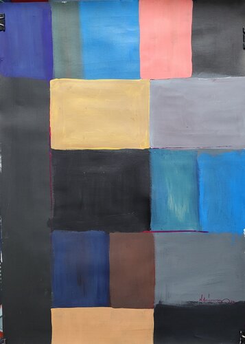 Black over blue von Nikos Lamprinos, Malerei kaufen auf Singulart