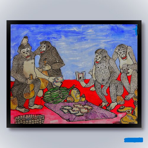 Chimpanzee: The Card Player van Narandas Tulsidas, Schilderij te koop op Singulart