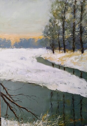 Winter afternoon. van István Kenéz, Schilderij te koop op Singulart
