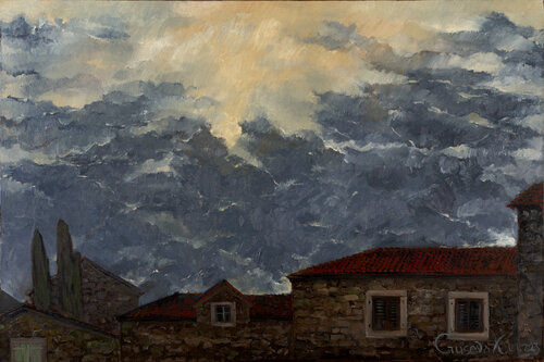 Roofs of Budva by Kateryna Husieva, Painting for Sale on Singulart