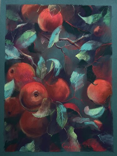 Apples in red par Kateryna Husieva, Dessin en vente sur Singulart