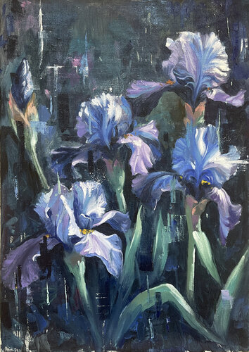 Whispers of Blue Irises von Mikhail Mishinskii, Malerei kaufen auf Singulart
