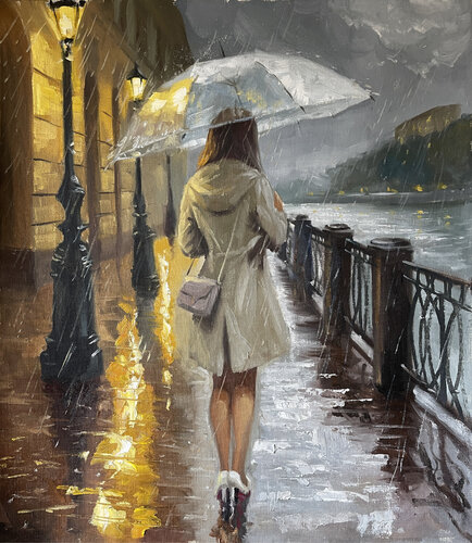 Rainy Promenade von Mikhail Mishinskii, Malerei kaufen auf Singulart