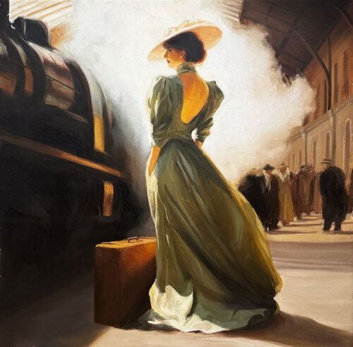Departure in Amber Light by Mikhail Mishinskii, Painting for Sale on Singulart