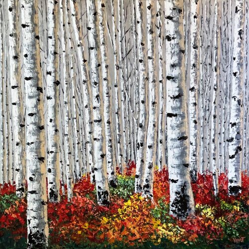 Silver Symphony and Splendor of Autumn van vidyut Singhal, Schilderij te koop op Singulart