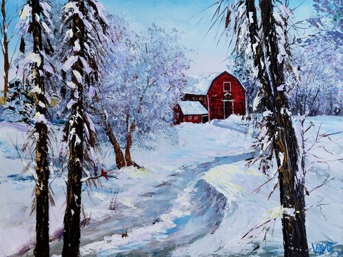 Wintery Welcome by vidyut Singhal, Painting for Sale on Singulart