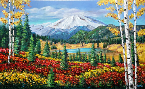 Mountain Majesty & Meadow's Glory van vidyut Singhal, Schilderij te koop op Singulart
