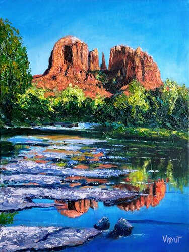 Winter Reflection at Cathedral Rock von vidyut Singhal, Malerei kaufen auf Singulart