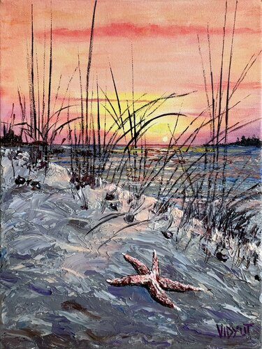 Golden Sunset and glorious star de vidyut Singhal, Pintura a la venta en Singulart