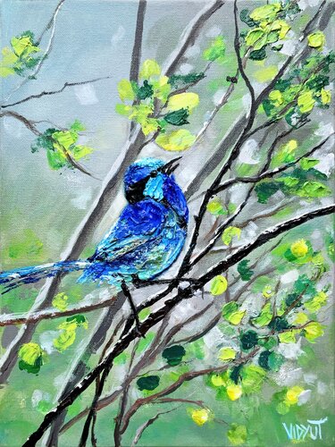 Bluebird Song by vidyut Singhal, Painting for Sale on Singulart