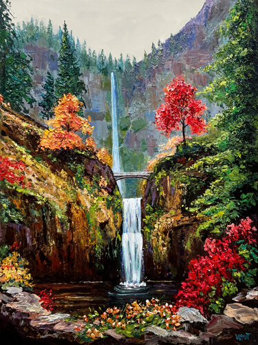 The Painted Gorge at Multomah (Fall) by vidyut Singhal, Painting for Sale on Singulart