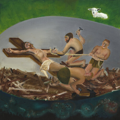 Onzième station : Jésus est cloué sur la croix di Gérard Thoris, Pittura in vendita su Singulart