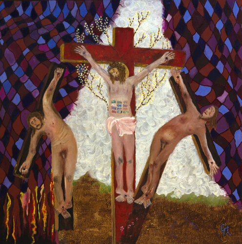 Douzième station : Jésus meurt sur la croix van Gérard Thoris, Schilderij te koop op Singulart