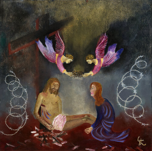Treizième station : Jésus est détaché de la croix di Gérard Thoris, Pittura in vendita su Singulart