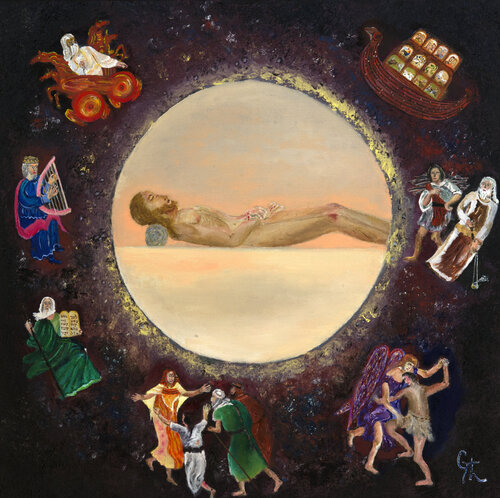 Quatorzième station : Le corps de Jésus est. mis au tombeau de Gérard Thoris, Pintura a la venta en Singulart