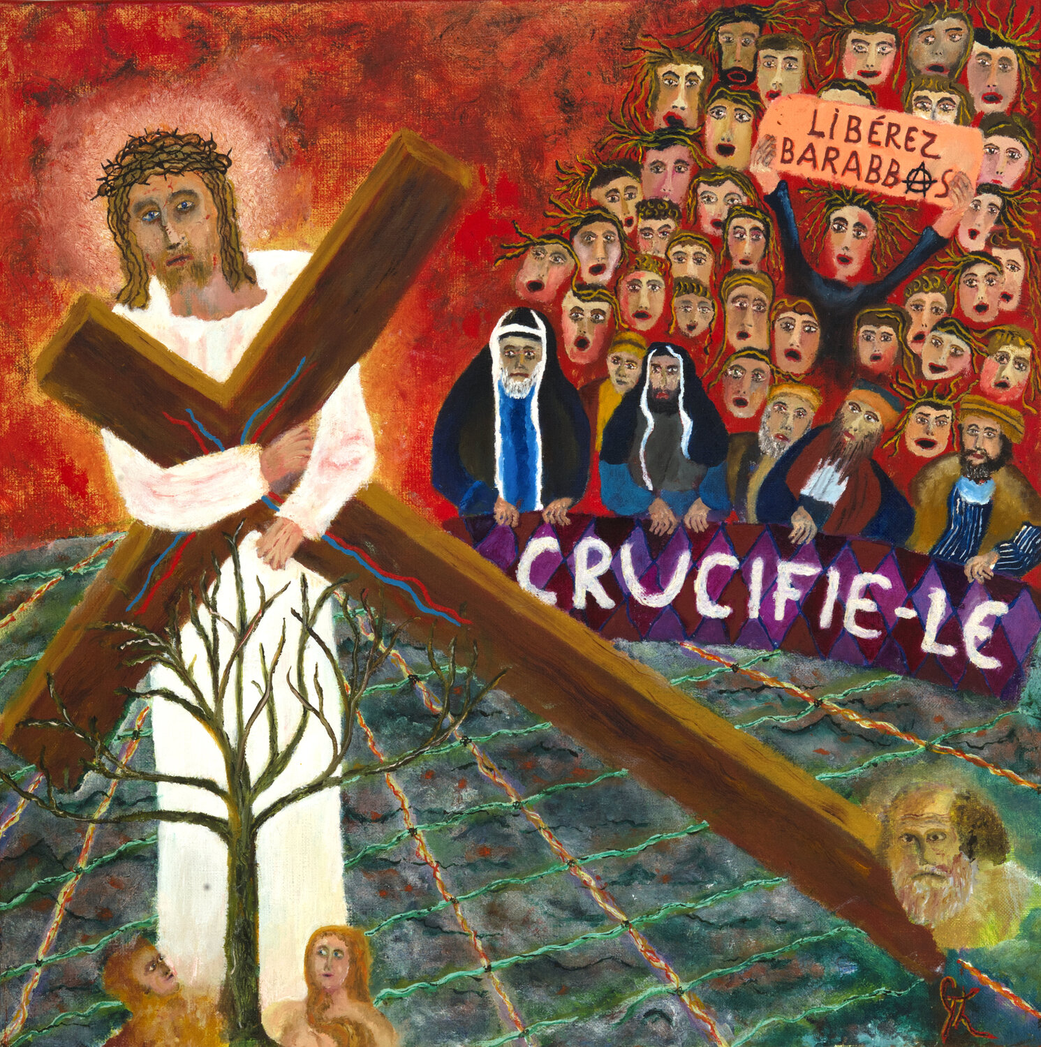 Jésus est chargé de sa croix Gérard Thoris Dipinto originale in vendita