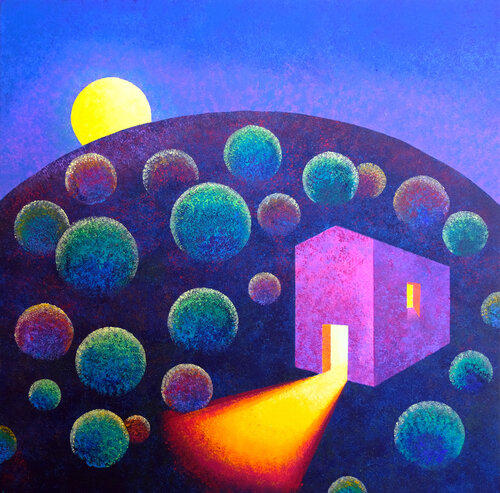 Sorge la luna dal colle par Giancarlo Colombo, Peinture en vente sur Singulart