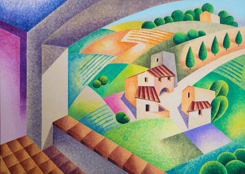 Dal portico (paesaggio umbro) de Giancarlo Colombo, Pintura a la venta en Singulart