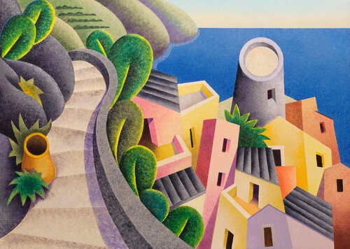 Sentiero delle cinque terre par Giancarlo Colombo, Peinture en vente sur Singulart
