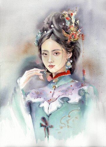 Chaineese flower di Alla Prisacar, Pittura in vendita su Singulart