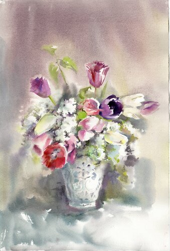 Neapolitan bouquet. van Alla Prisacar, Schilderij te koop op Singulart