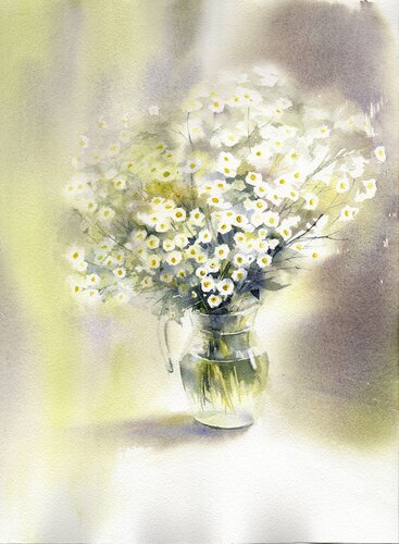Daisies in the summer light van Alla Prisacar, Schilderij te koop op Singulart