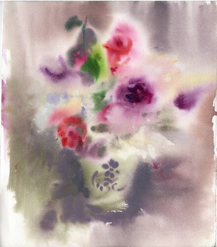 Tulips, lilacs, love. van Alla Prisacar, Schilderij te koop op Singulart