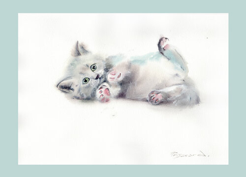 Little cat. van Alla Prisacar, Schilderij te koop op Singulart