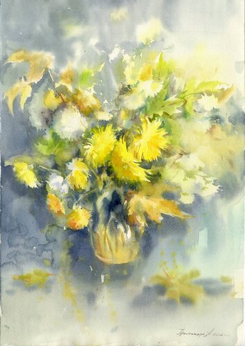 Autumn melody of flowers. di Alla Prisacar, Pittura in vendita su Singulart