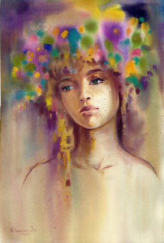 The beautiful girl from Legends and Traditions. di Alla Prisacar, Pittura in vendita su Singulart