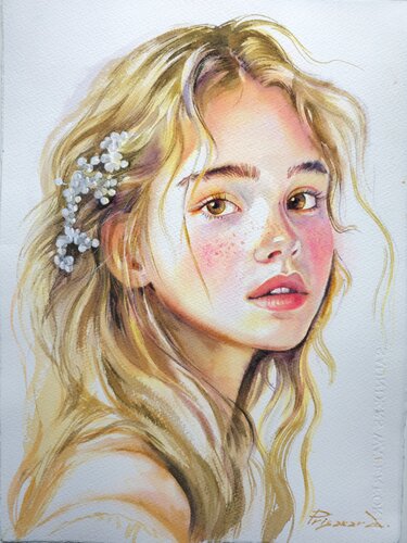 Girl in watercolor di Alla Prisacar, Pittura in vendita su Singulart