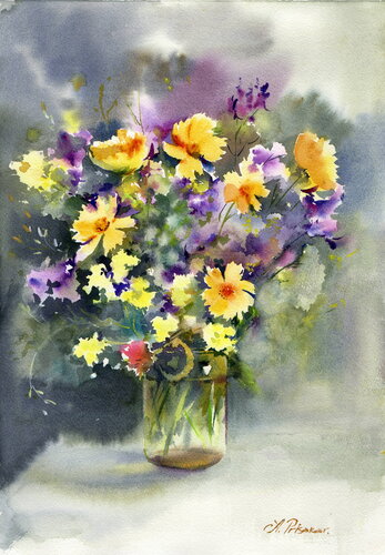 The wild flowers . by Alla Prisacar, 油畫 for Sale on Singulart