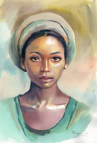 Portrait woman in oriental style von Alla Prisacar, Malerei kaufen auf Singulart