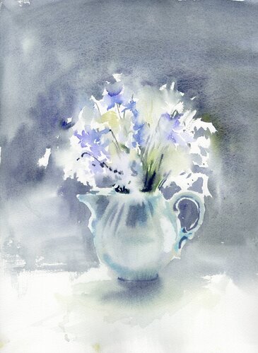 The Snowdrops and scillas . de Alla Prisacar, Pintura a la venta en Singulart