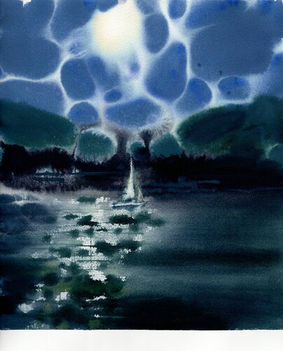 Glare of the Sun, Glare of the Sea. par Alla Prisacar, Œuvre sur papier en vente sur Singulart