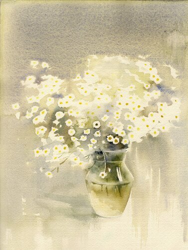 Crystal bouquet of daisies by Alla Prisacar, 油畫 for Sale on Singulart