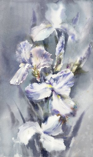 Frosty irises. di Alla Prisacar, Pittura in vendita su Singulart