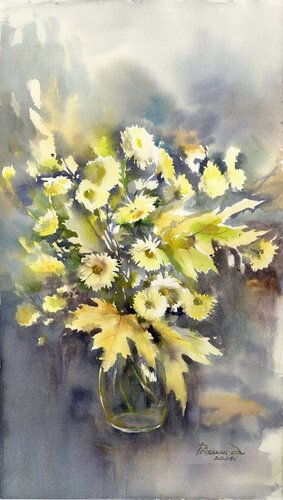 Autumn Nocturne by Alla Prisacar, Painting for Sale on Singulart