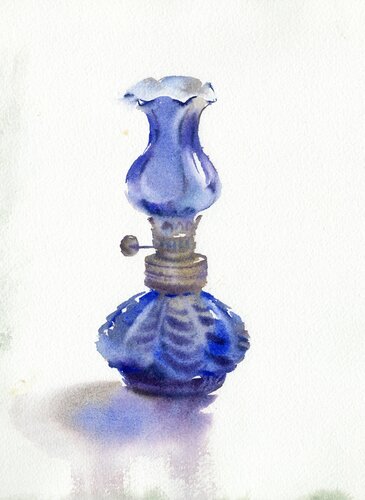 The blue east lamp by Alla Prisacar, 油畫 for Sale on Singulart