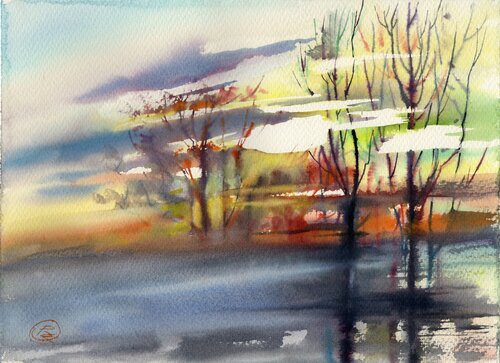 Color of sky di Alla Prisacar, Opera su carta in vendita su Singulart