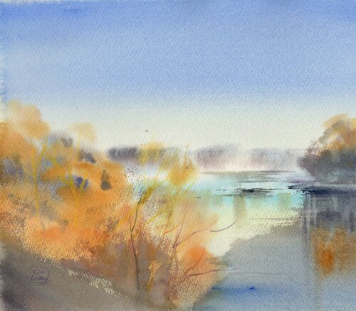 The blue river de Alla Prisacar, Obra en papel a la venta en Singulart