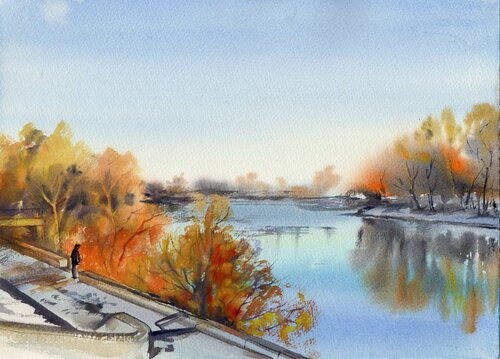 The nice autumn by Alla Prisacar, Work on Paper for Sale on Singulart
