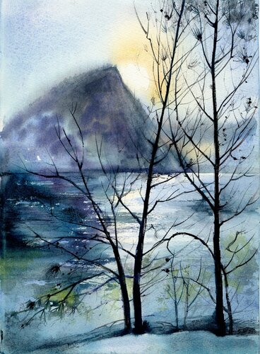The blue water. par Alla Prisacar, Œuvre sur papier en vente sur Singulart