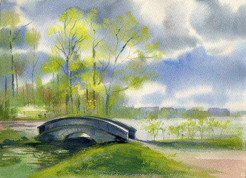 The bridge of love von Alla Prisacar, Werk auf Papier kaufen auf Singulart