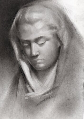 The white and black portrait by Alla Prisacar, Painting for Sale on Singulart