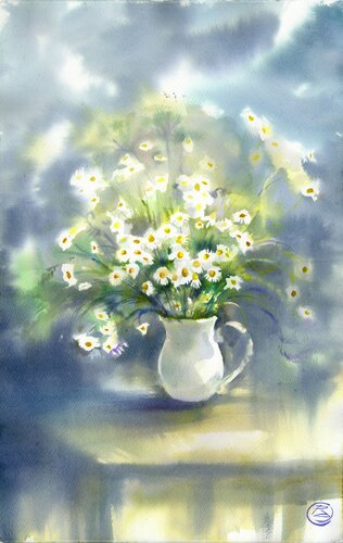 Eternal summer of life. Watercolor painting. van Alla Prisacar, Schilderij te koop op Singulart